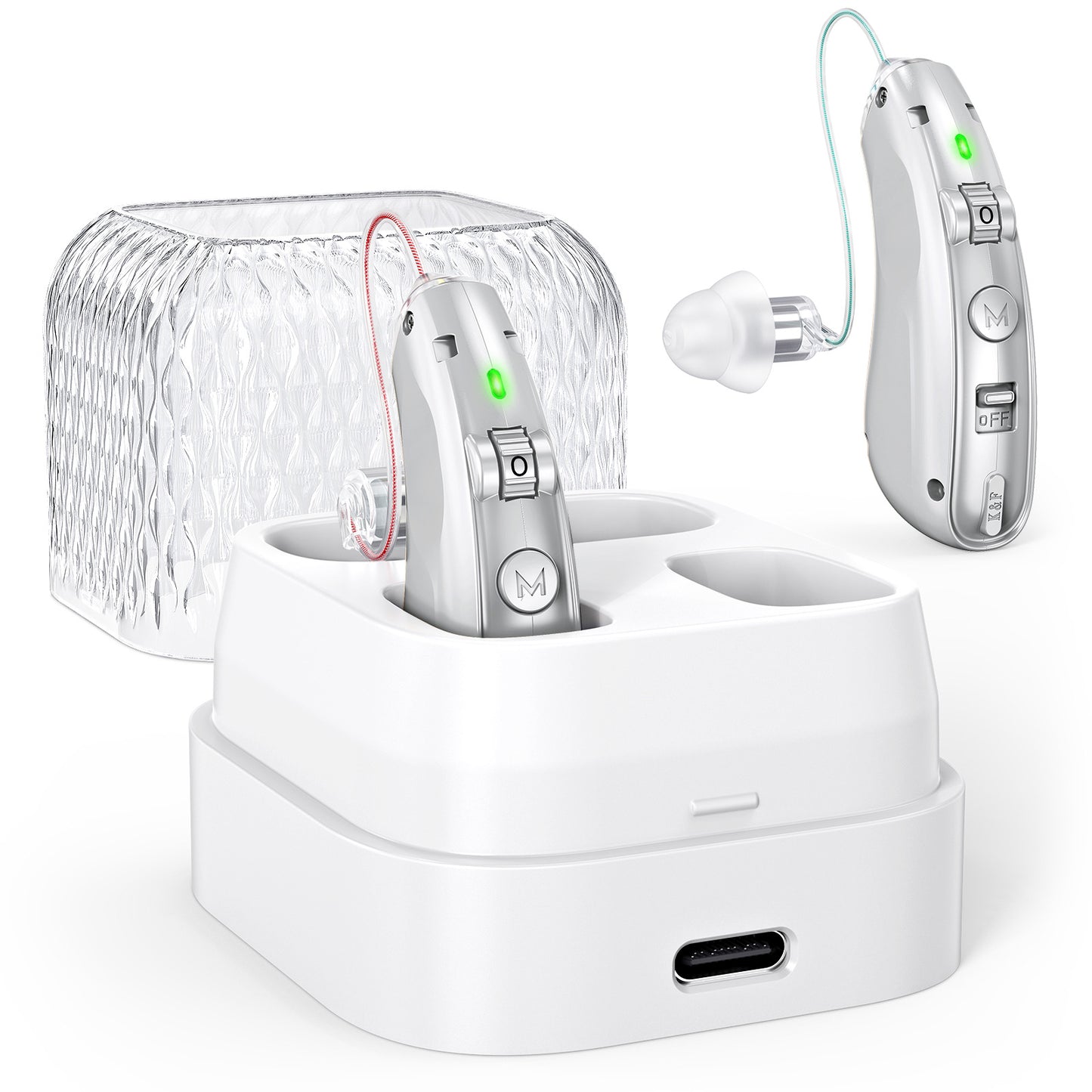 RKEPIE M908 Ultimate BTE Hearing Aid - Dual-Mic Noise Cancelling for Active Seniors
