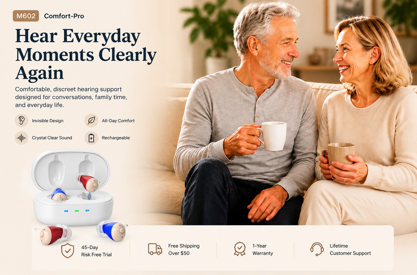 RKEPIE M602 Comfort-Pro CIC Hearing Aid—Hear TV & Conversations Clearly Again