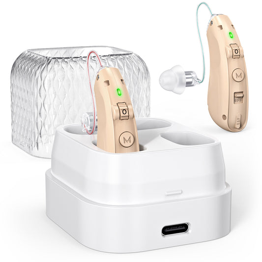 RKEPIE M908 Ultimate BTE Hearing Aid - Dual-Mic Noise Cancelling for Active Seniors