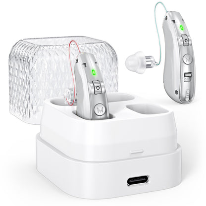 RKEPIE M908 Ultimate BTE Hearing Aid - Dual-Mic Noise Cancelling for Active Seniors