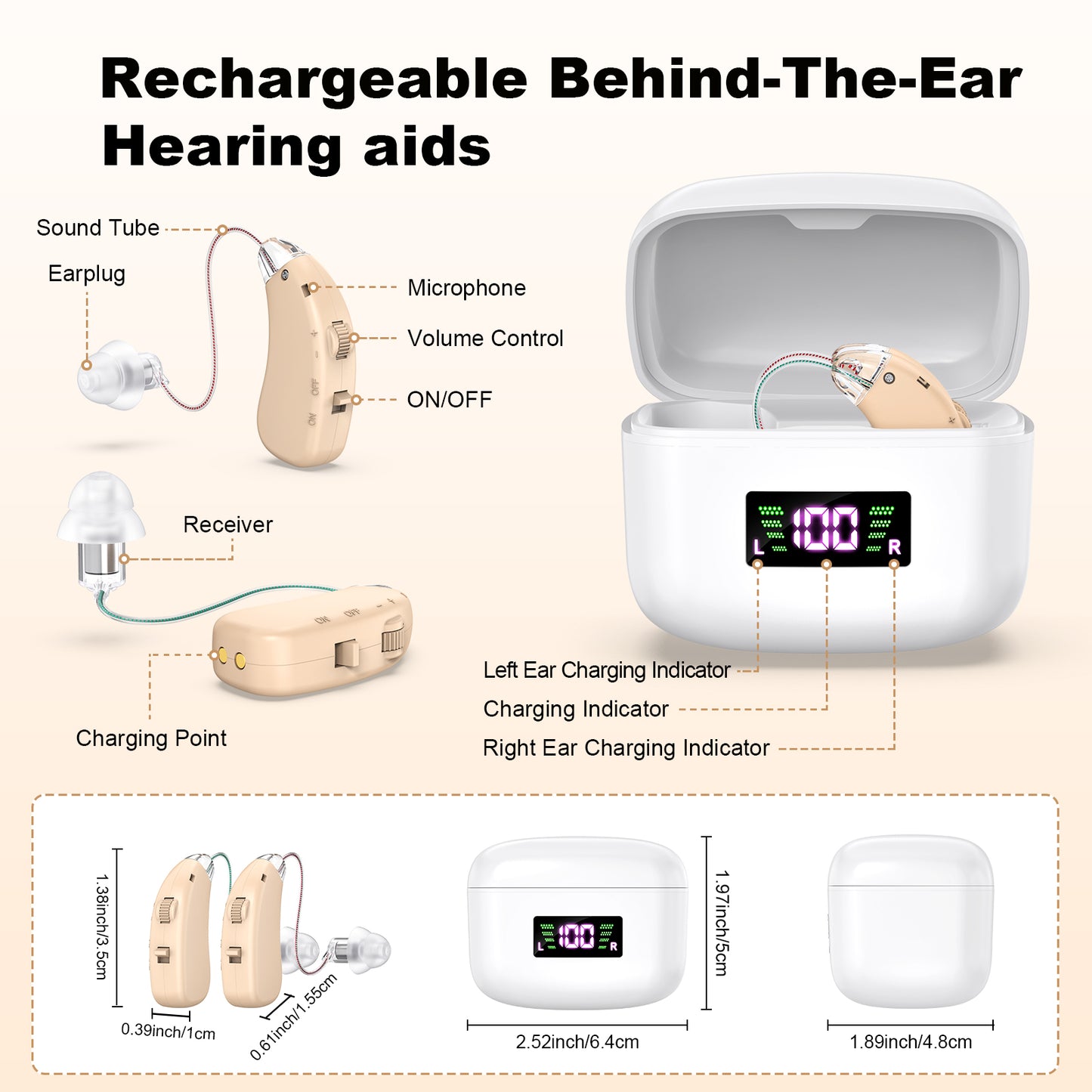 Rechargeable BTE Hearing aids ZF-M802