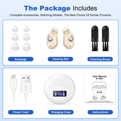 RKEPIE M607 Classic CIC Hearing Aid - Invisible Design & Crystal Clear Sound for Seniors