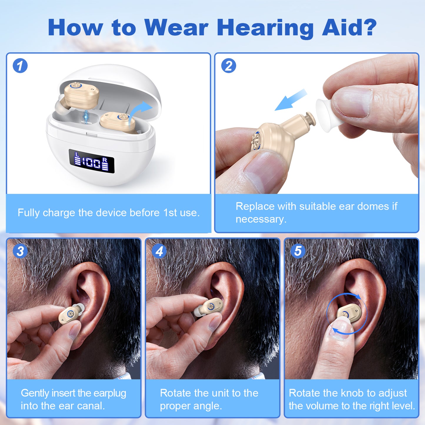 RKEPIE M607 Classic CIC Hearing Aid - Invisible Design & Crystal Clear Sound for Seniors