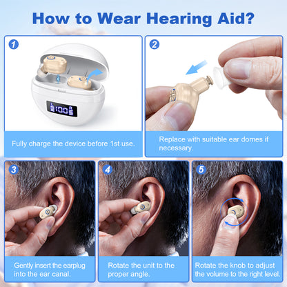 RKEPIE M607 Classic CIC Hearing Aid - Invisible Design & Crystal Clear Sound for Seniors