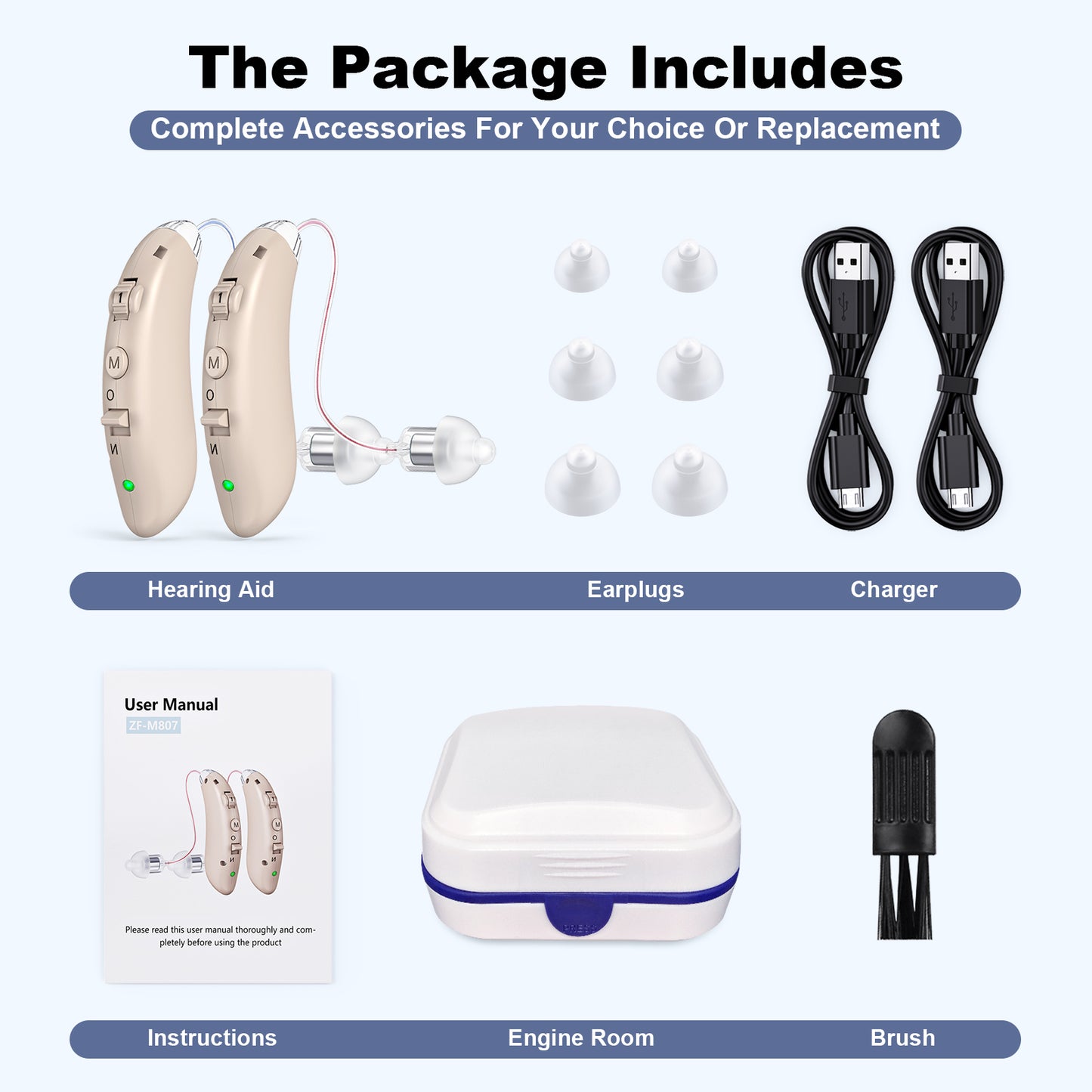 Rechargeable BTE Hearing aids ZF-M807