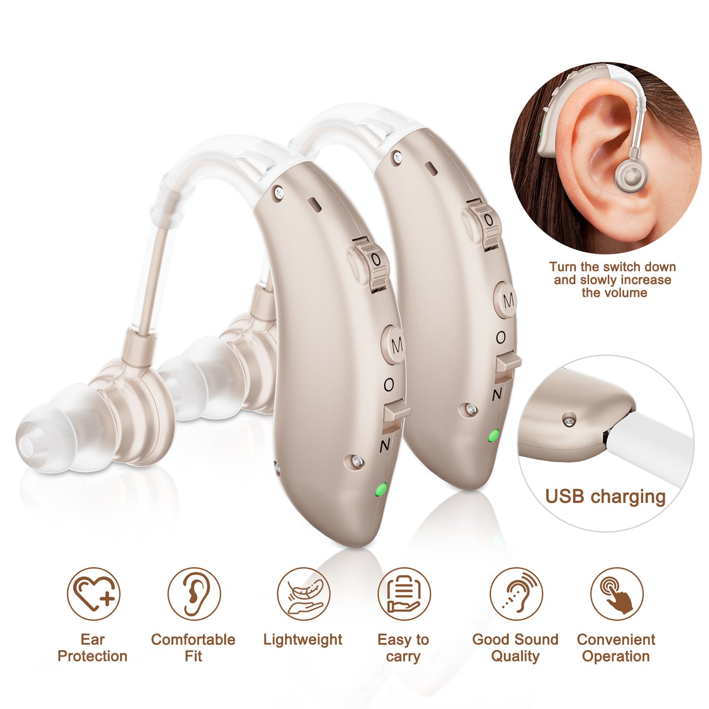 Rechargeable BTE Hearing aids ZF-M806