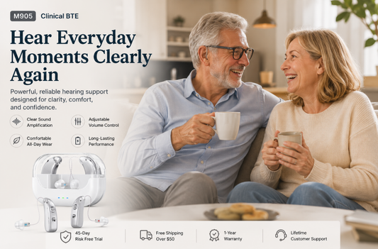 RKEPIE M905 Professional BTE Hearing Aid - Clinical Excellence & All-Day Rechargeable Power