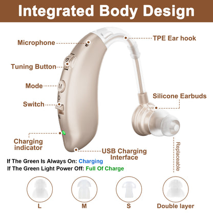 RKEPIE M806 Entry BTE Hearing Aid - Clear Sound & All-Day Comfort for Seniors