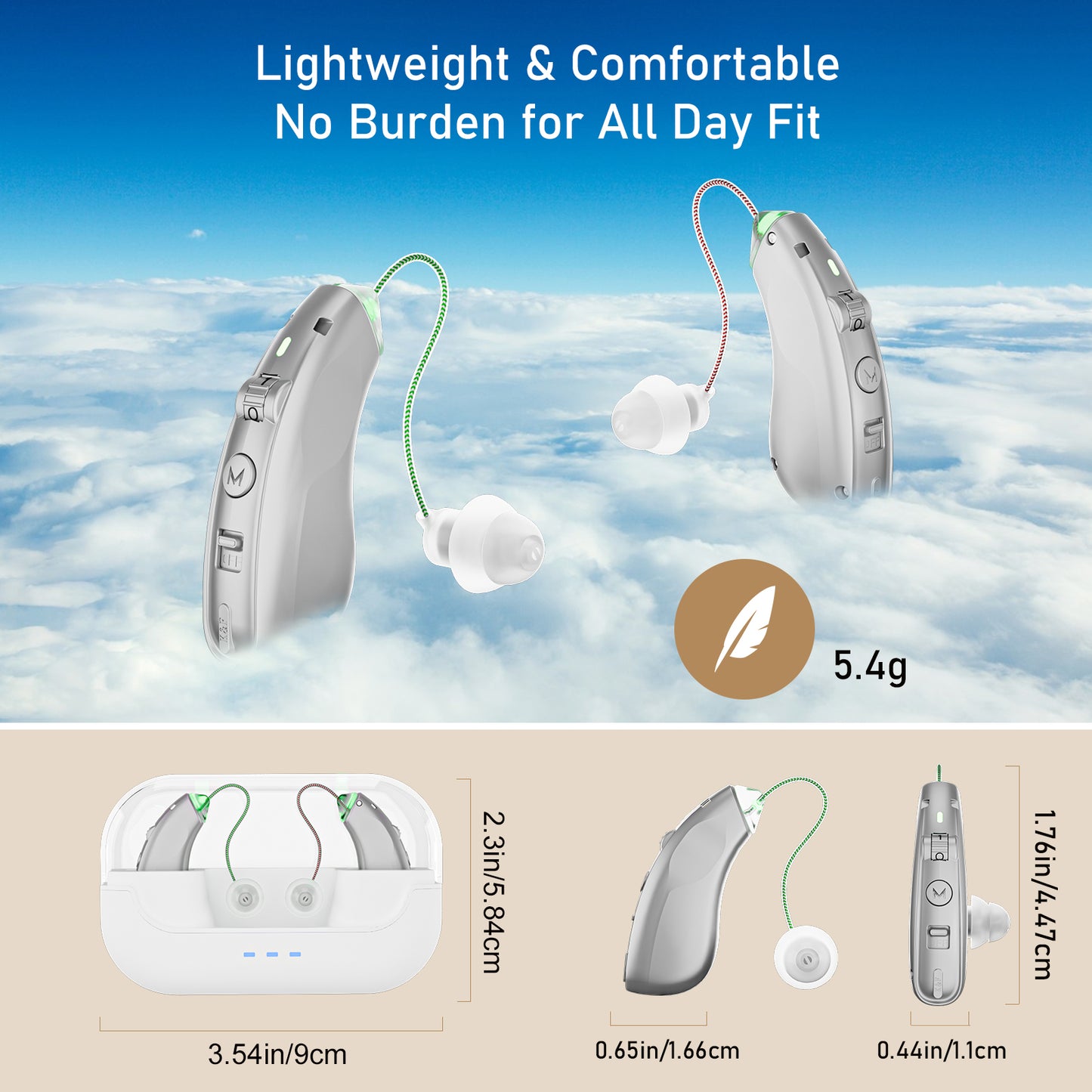 RKEPIE M909 Supreme BTE Hearing Aid - Smart Noise Reduction & All-Day Clarity for Seniors