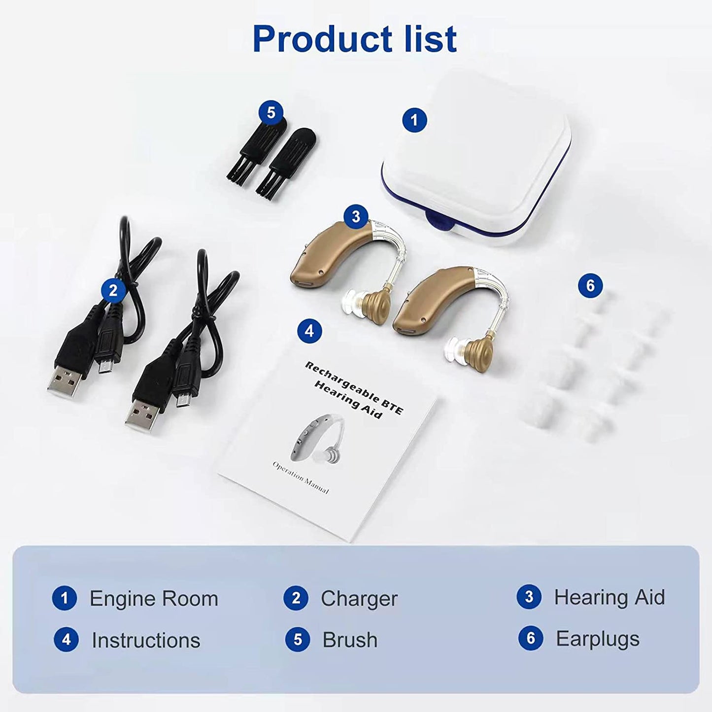 Rechargeable BTE Hearing aids ZF-M806