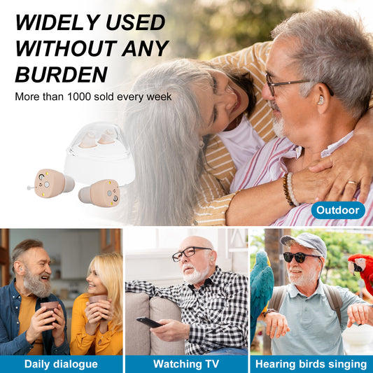 RKEPIE M608 Elite CIC Hearing Aid - Truly Invisible Design & 96-Hour Power Bank Charging Case