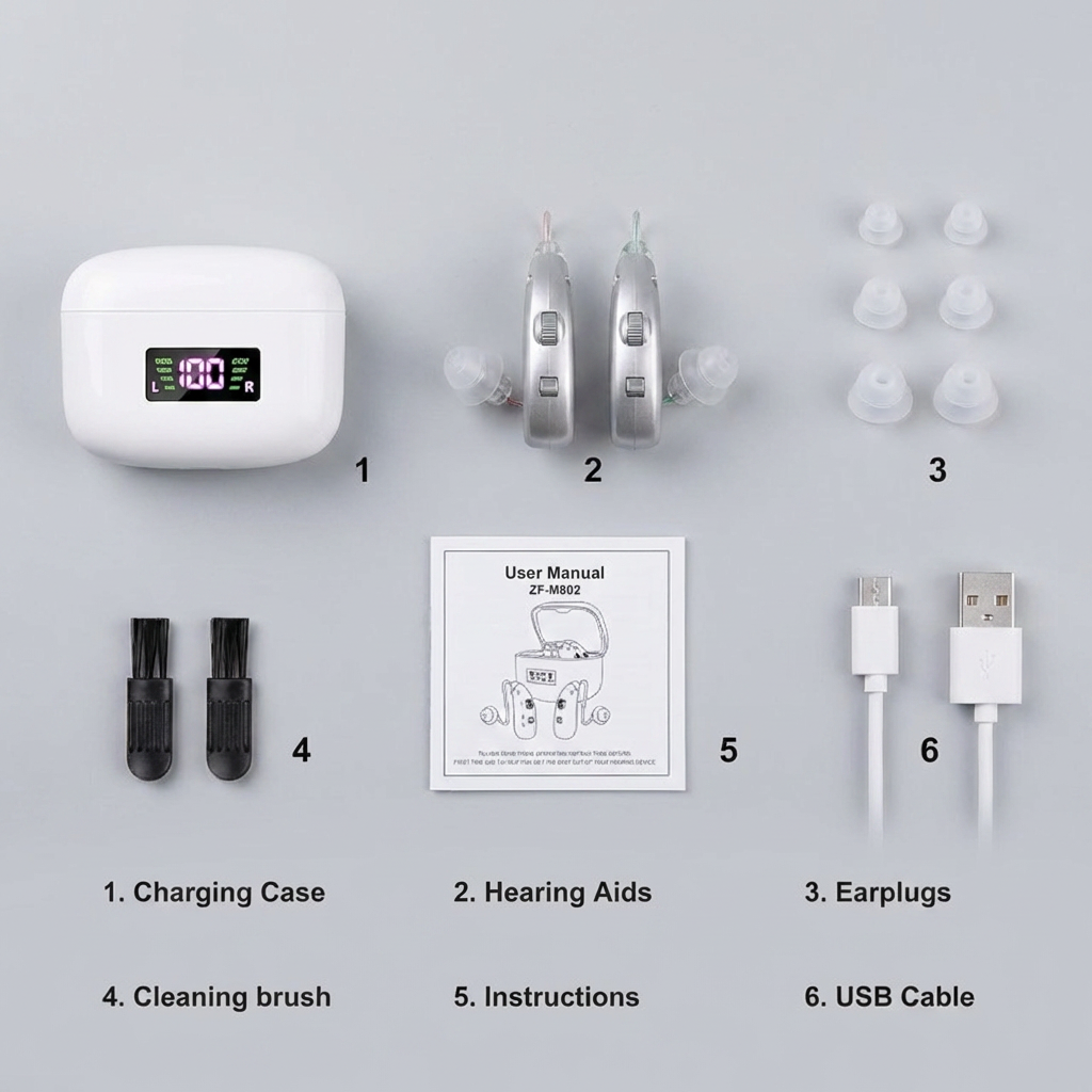 RKEPIE M802 Pro BTE Hearing Aid - High Power Amplification & Ergonomic Comfort for Seniors