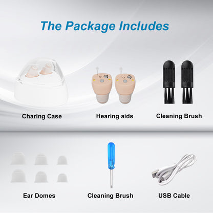 RKEPIE M608 Elite CIC Hearing Aid - Truly Invisible Design & 96-Hour Power Bank Charging Case