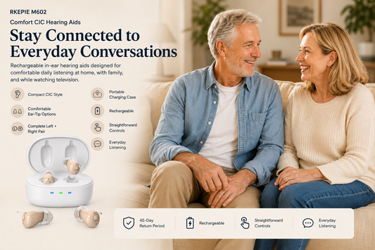 RKEPIE M602 Comfort CIC Hearing Aids – Rechargeable In-Ear Pair
