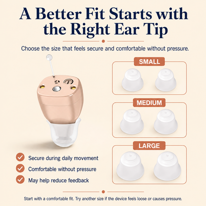 RKEPIE M609 Advanced CIC Hearing Aid - 96-Hour Travel Charging Case & Rechargeable In-Ear Pair