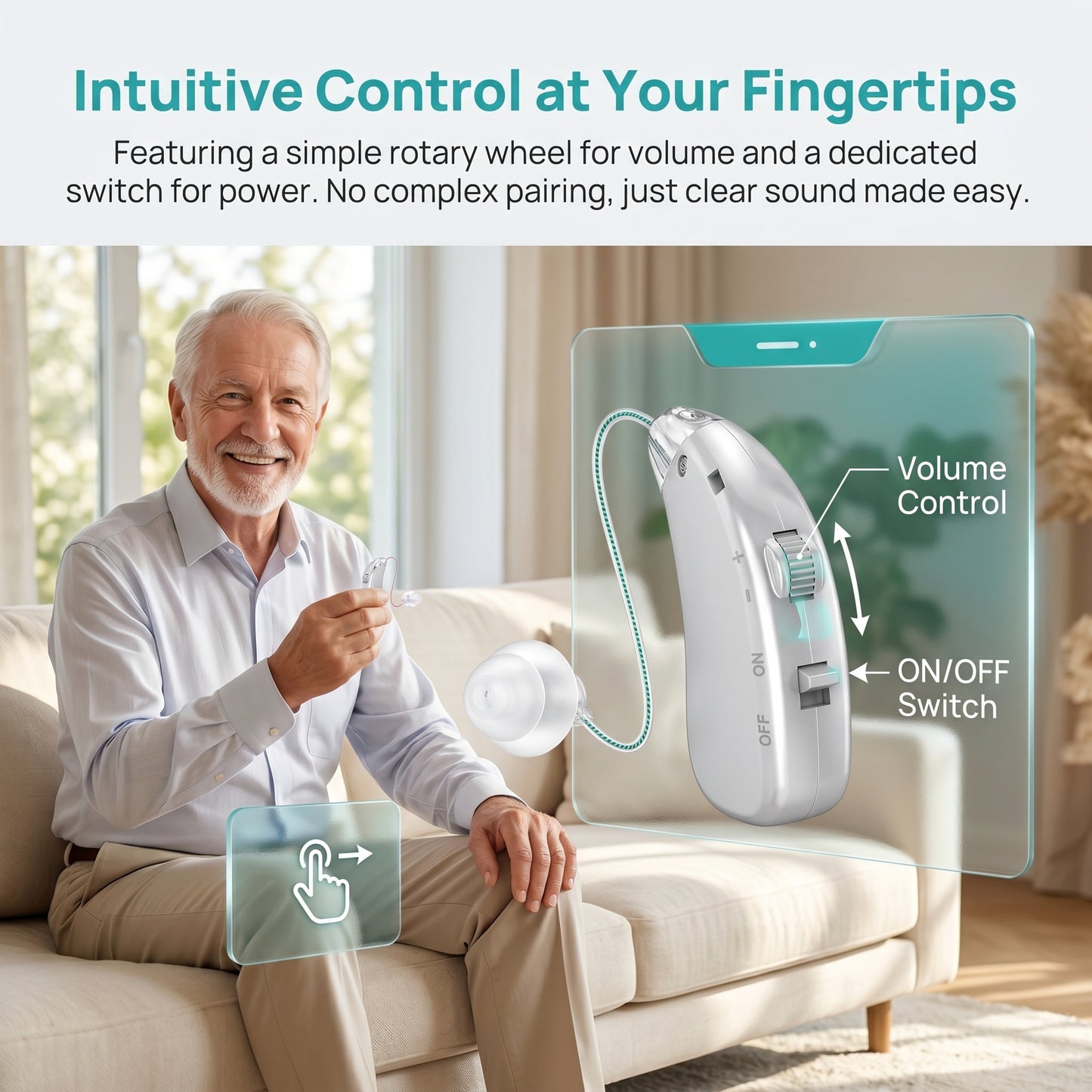 RKEPIE M802 Pro BTE Hearing Aid - High Power Amplification & Ergonomic Comfort for Seniors