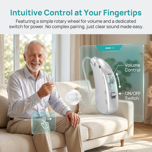 RKEPIE M802 Pro BTE Hearing Aid - High Power Amplification & Ergonomic Comfort for Seniors